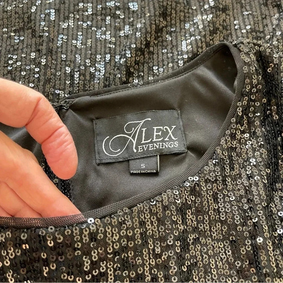 Alex Evenings 3/4 Sleeve Sequin Tunic Blouse with Side Slit Detail wedding - Picture 6 of 8